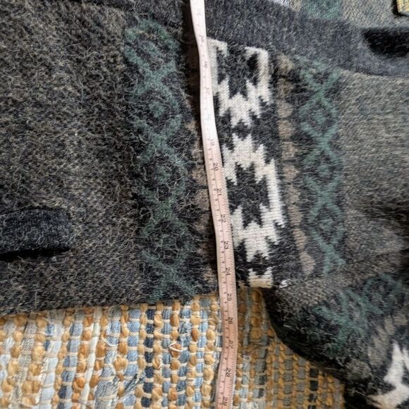 Tejidos Rumiñahui Vtg Wool Cardigan Charcoal Forest Green Southwest Knit Unisex - Picture 6 of 9